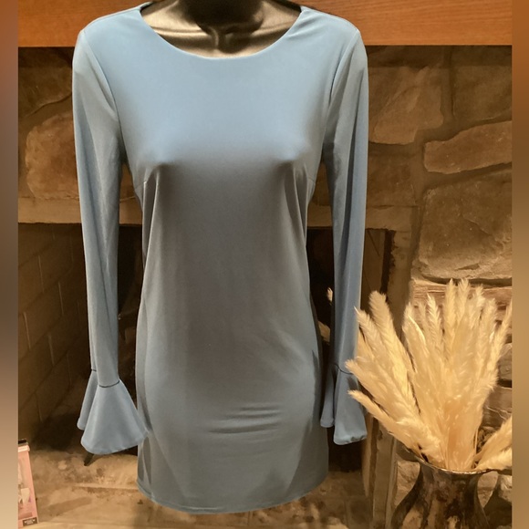 CYNTHIA STEFFE CECE BLUE GRAY LONG SLEEVE FLARED SHIFT DRESS SZ.XS - Picture 14 of 16